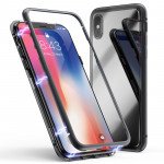 Wholesale Apple iPhone XS / X Fully Protective Magnetic Absorption Technology Transparent Clear Case (Black)